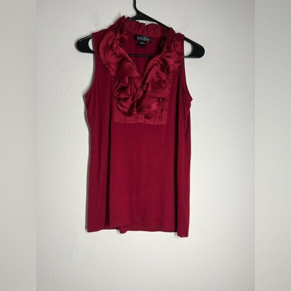 August Silk Top Ruby with Ruffles Size M - Picture 3 of 15